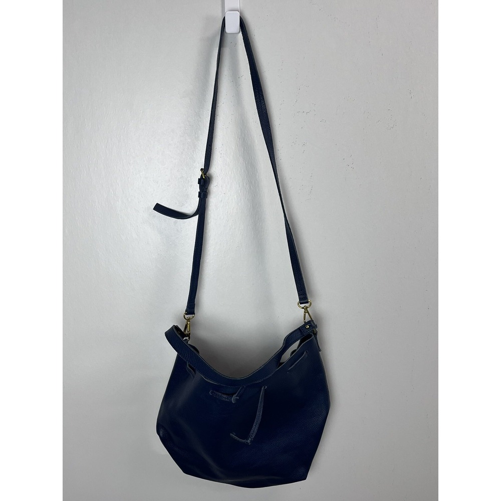 Mark & Graham Pebbled Leather Bucket Bag Navy READ